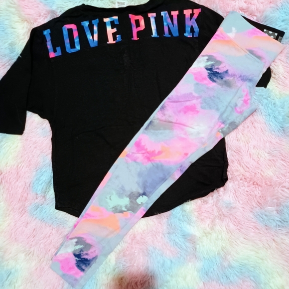 💋VICTORIA SECRET PINK OUTFIT SWEATSHIRT MED, LEGGINGS SMALL SUPER CUTE, COMFY - Picture 8 of 8